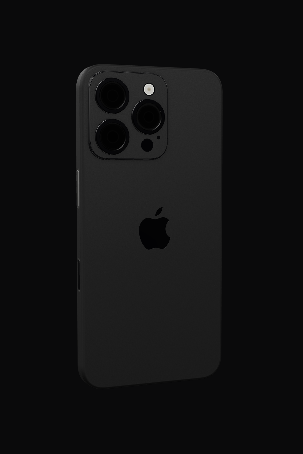 Skin iPhone - Negru Mat pe iPhone 16 Pro, model 3D: rotește telefonul cu skinul aplicat